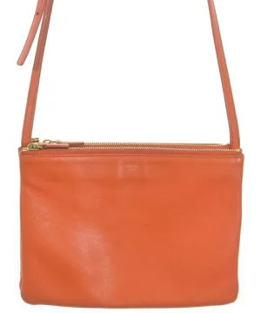 Celine Leather Trio Crossbody Bag Slim Adjustable Shoulder Orange